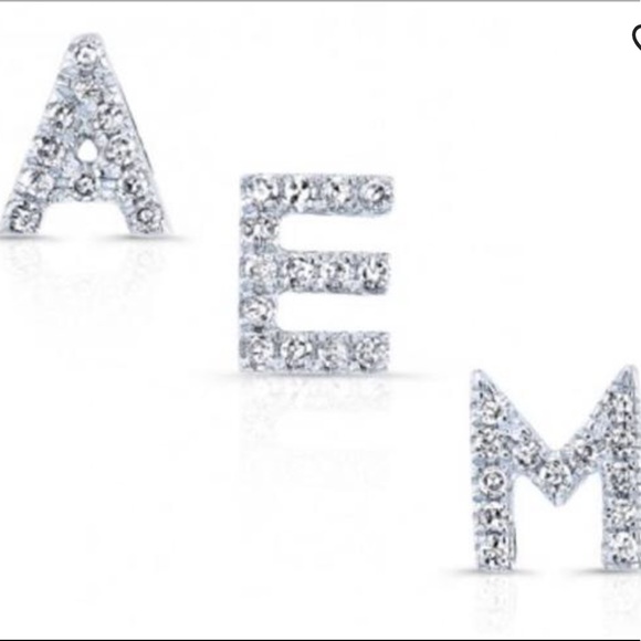 Rhinestone Bling Bling Initial Earrings - Picture 2 of 2